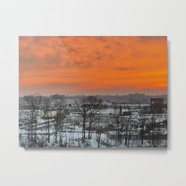 Hot Cold Sunrise Metal Print | Skyline, Color, Digital, Photo, Eastview, Snowy, Cold, Hot, Newyork, Winter 