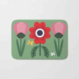 Remember Me Bath Mat | Graphicdesign, Flower, Butterfly, Red, Curated, Retro, Love, Field, Pink, White 