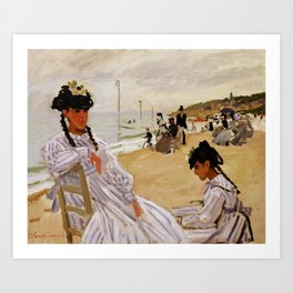 On the Beach at Trouville by Claude Monet Art Print