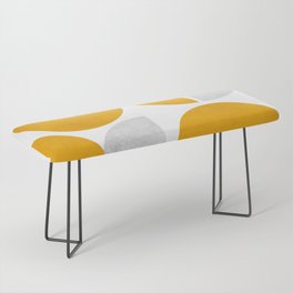 Large yellow mid-century modern shapes Bench
