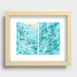Book pages teal wave Recessed Framed Print