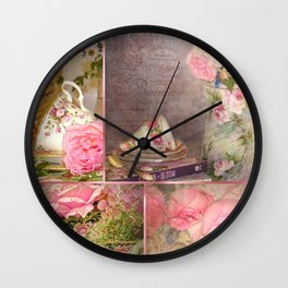 Rose de Francais Collage Wall Clock