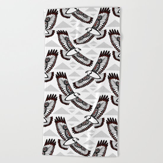The Hawk's Flight_Bg Gray Beach Towel