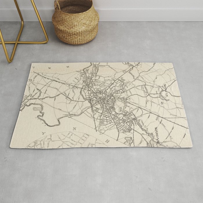 Vintage Map of Taunton MA (1915) Rug by BravuraMedia Society6