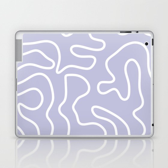 Squiggle Maze Minimalist Abstract Pattern in Light Pastel Periwinkle Purple Laptop & iPad Skin