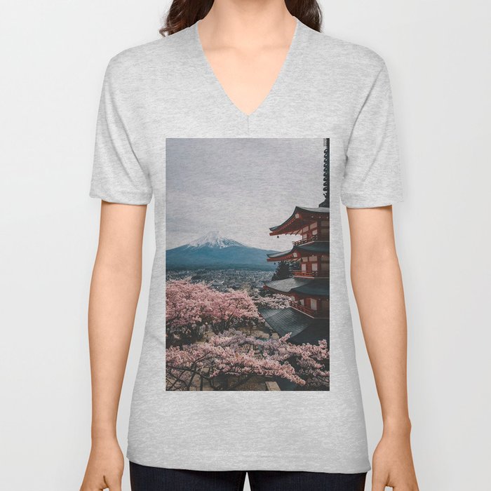 Sakura V Neck T Shirt