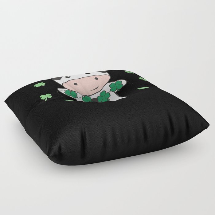 Cow With Shamrocks Cute Animals For Luck Floor Pillow