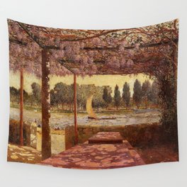 The Trellis by the River by Ferdinand Du Puigaudeau Wall Tapestry