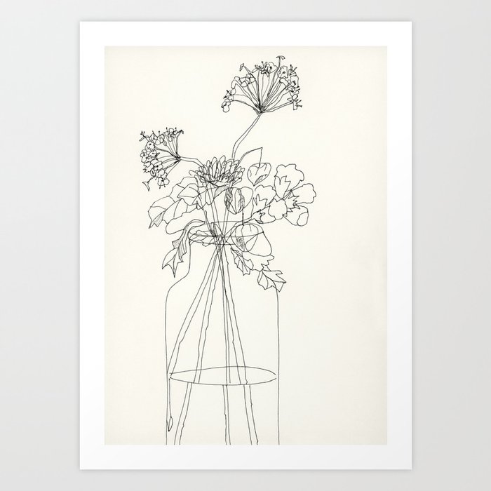 flowers in vase Art Print