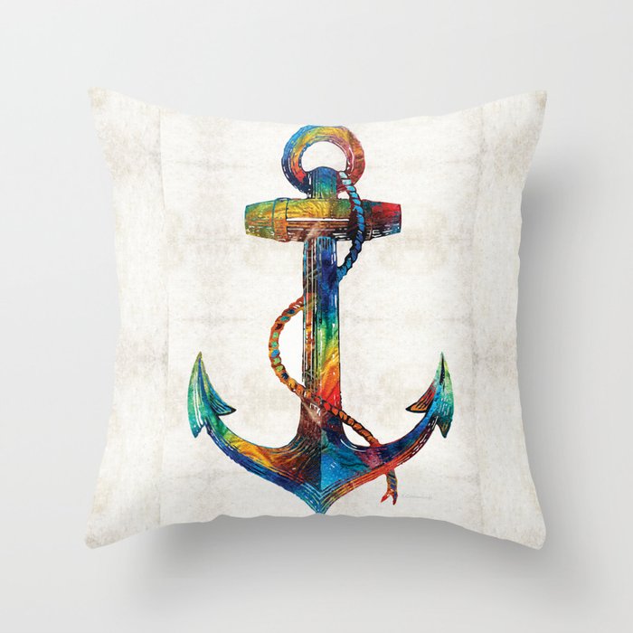 Nautical Anchor Art - Anchors Aweigh - By Sharon Cummings Throw Pillow
