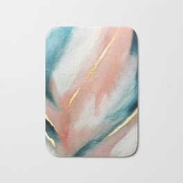 Celestial [3]: a minimal abstract mixed-media piece in Pink, Blue, and gold by Alyssa Hamilton Art Bath Mat