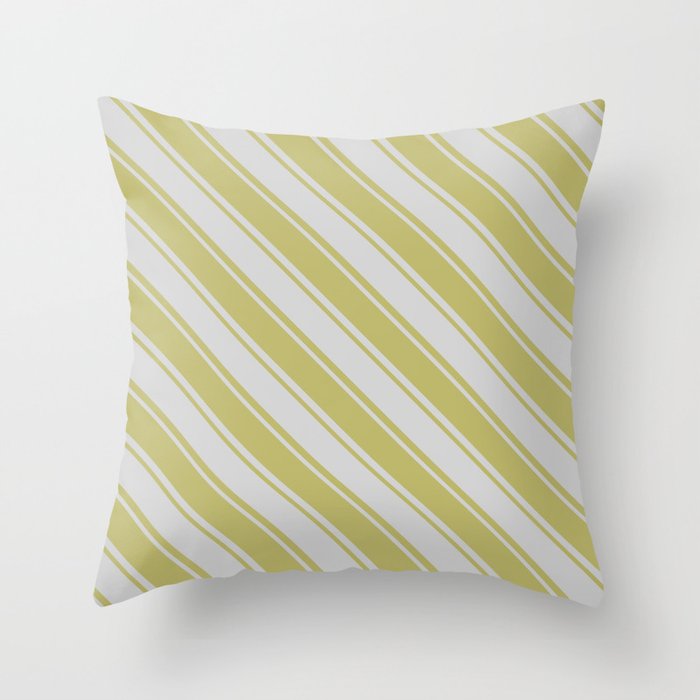 Dark Khaki & Light Grey Colored Pattern of Stripes Throw Pillow