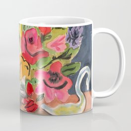 Watercolor Flower Still Life with Glass Swan Mug
