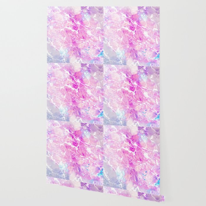 Modern Pastel Gem Agate Marble Pattern Pink Pastel Wallpaper By