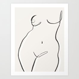 Nude lines n2 - curvy woman line art Art Print