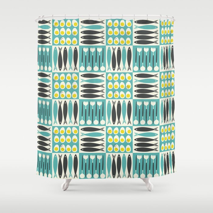 Easter Feast - Turquoise  Shower Curtain