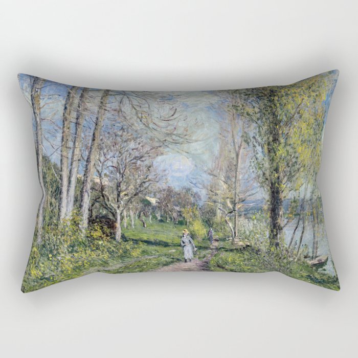 Alfred Sisley - Banks of the Seine at By Rectangular Pillow
