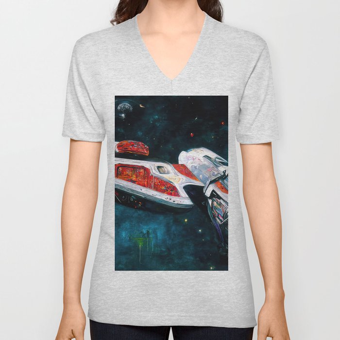 Traveling at the speed of light V Neck T Shirt