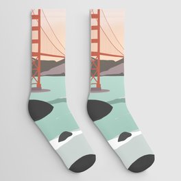 Waves under the Golden Gate Bridge, San Francisco, California Socks