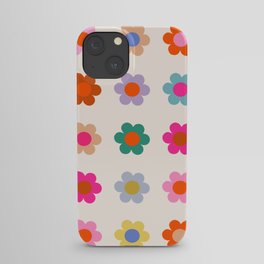 Retro Floral Colorful Print Preppy Aesthetic Decor Abstract Flowers iPhone Case