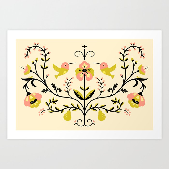 Hummingbirds and Pears Art Print