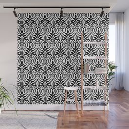 Art Nouveau Black & White Scroll Pattern Wall Mural