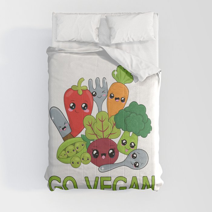 Go Vegan - Kawaii Vegetables Comforter