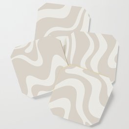 Liquid Swirl Contemporary Abstract Pattern in Mushroom Cream Coaster