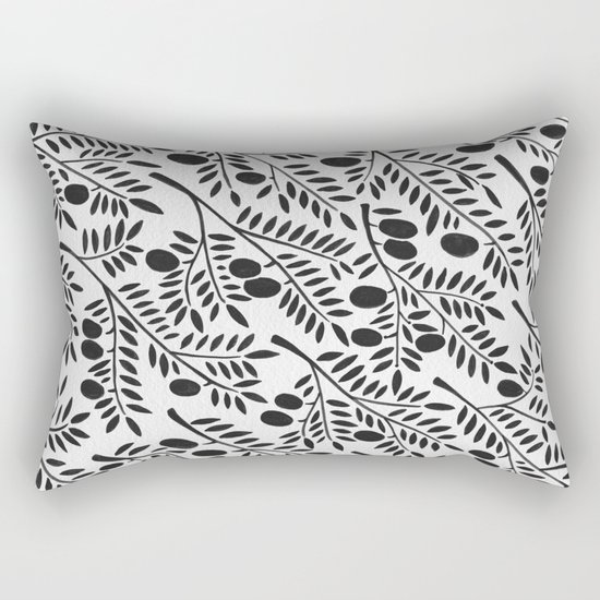 Black Olive Branches Rectangular Pillow
