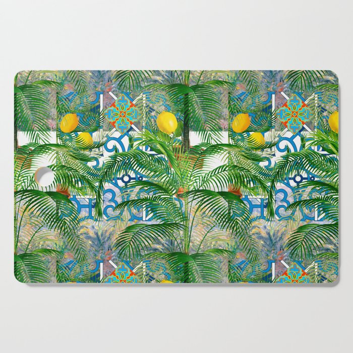 Italian,Palmtree,majolica,citrus,lemons,Moroccan tiles  Cutting Board