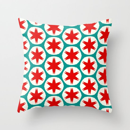 Retro Red Stars II Throw Pillow