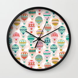 Hot Air Balloons Wall Clock | Turquoise, Kids, Upintheair, Illustration, Hotairballoons, Graphicdesign, Hotairballoon, Pattern, Balloon, Baby 