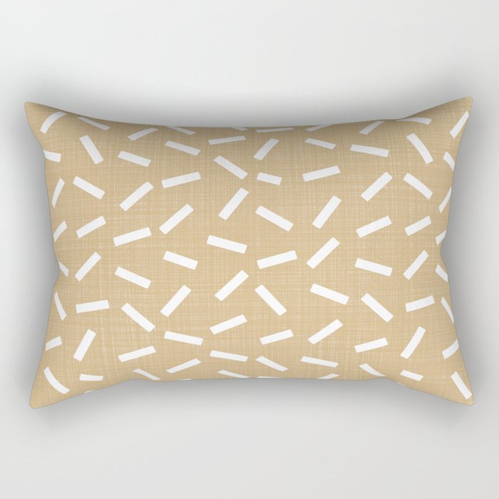 White Confetti on Textured Brandy Yellow Background Rectangular Pillow