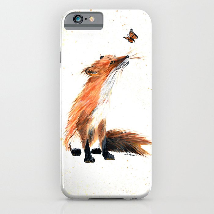 monarch fox - animal watercolor painting iphone case