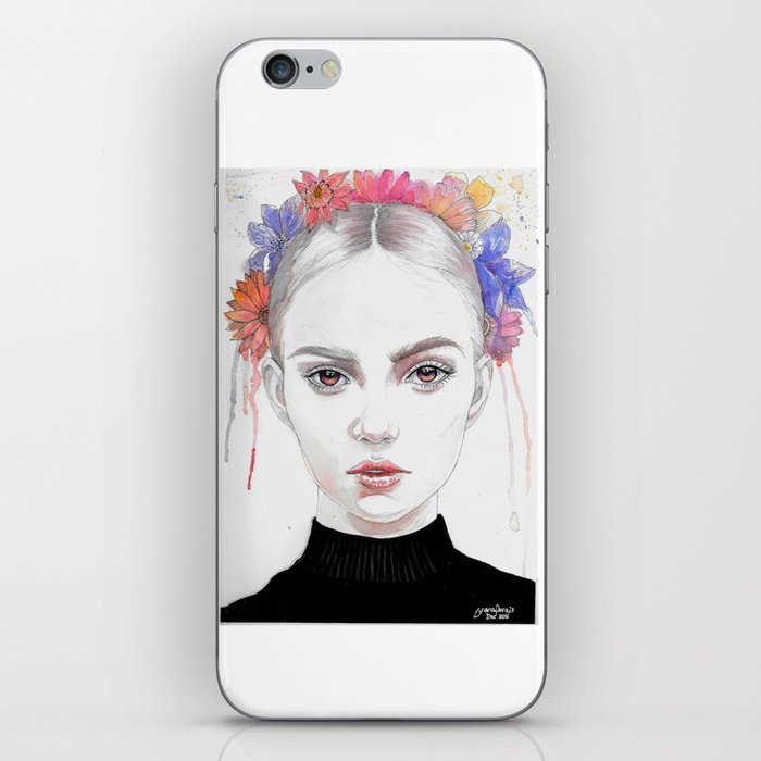 Girl with flowers tiara iPhone Skin