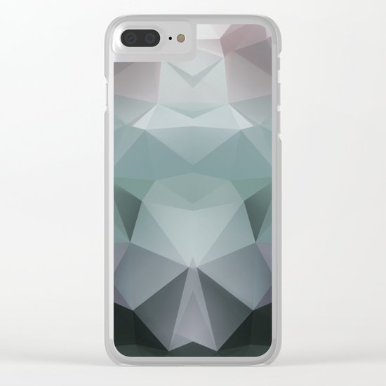 Abstract geometric polygonal pattern in grey and green tones . Clear iPhone Case