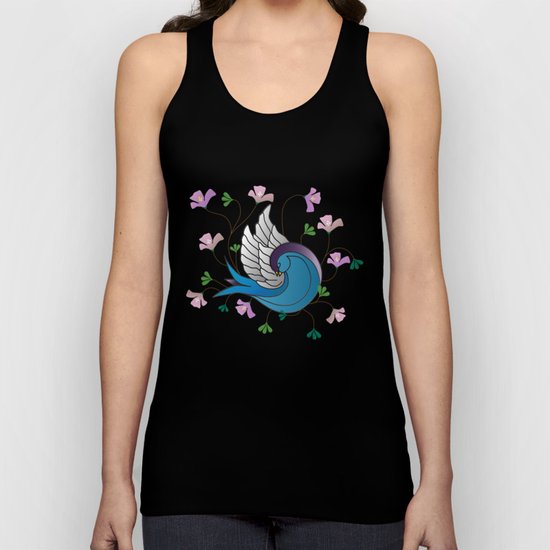 Sparrow on Black Unisex Tank Top