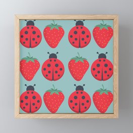Spring - Ladybugs And Strawberries Framed Mini Art Print