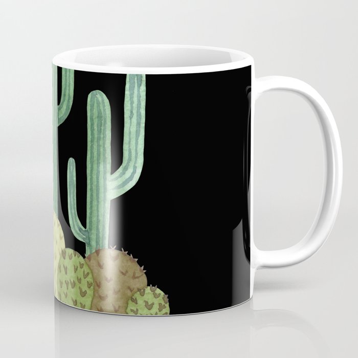 Desert Cacti on Black Coffee Mug