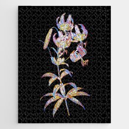 Floral Turban Lily Mosaic on Black Jigsaw Puzzle