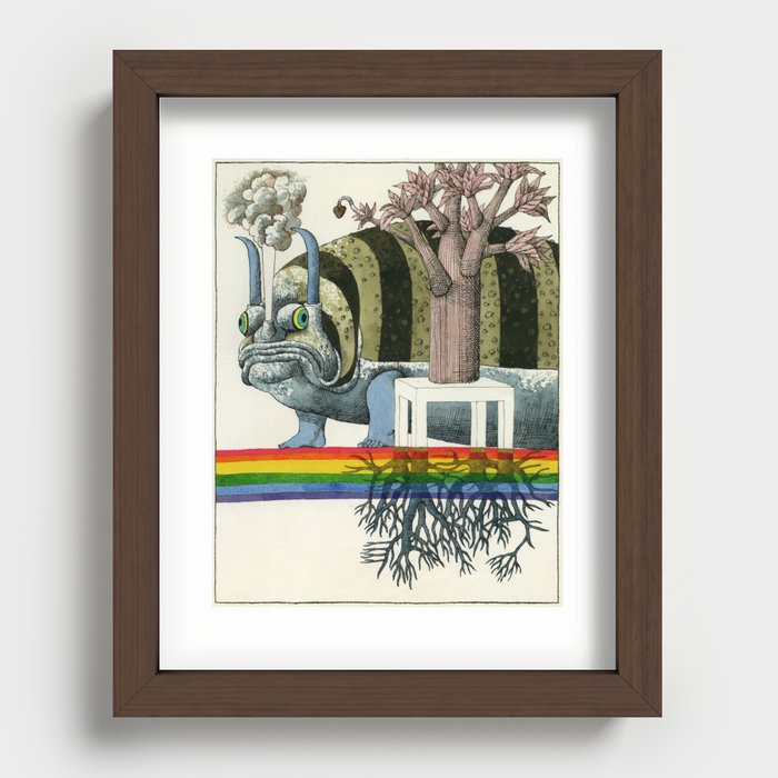 Dragon on a rainbow Recessed Framed Print