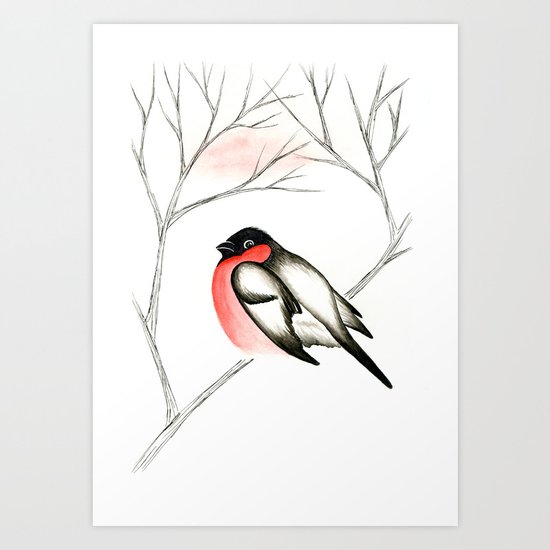 Eurasian Bullfinch (Снегирь) Art Print