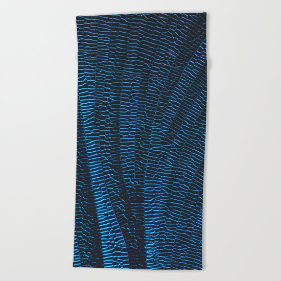 Dragonfly shiny vibrant blue wings Beach Towel