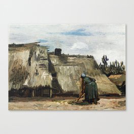 Vincent van Gogh - A Peasant Woman Digging in Front of Her Cottage (c.1885) Canvas Print