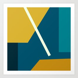 Abstract Modern Blue and Yellow Contemporary Shapes Art Print