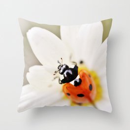 Ladybug on daisy Throw Pillow