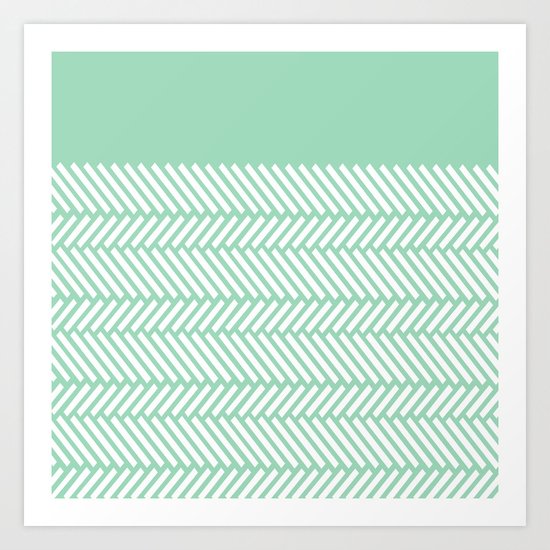 Herringbone Mint Boarder Art Print