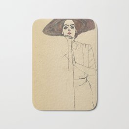 Egon Schiele - Portrait Of A Woman 1910 Bath Mat | Portrait, Drawing, Egonschiele, Art, Lady, Vintage, Female, Woman 