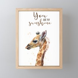 You Are My Sunshine Giraffe Nursery Animals Watercolor Art Framed Mini Art Print