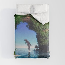 Dolphin in a hidden cave Comforter